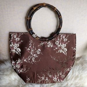 Asian Satin Bamboo Handle Purse